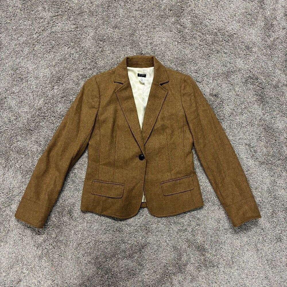 J Crew Wool Blazer Size 6 Camel Brown One Button Preppy Equestrian Old Money NWT